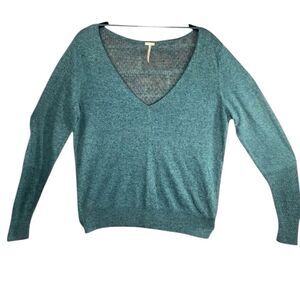 Free People Beach Women's Teal V-Neck Sweater Size Medium